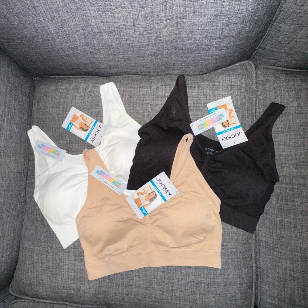 Jockey Seamless Comfort Bralettes - White, Nude, Black (3-Pack)